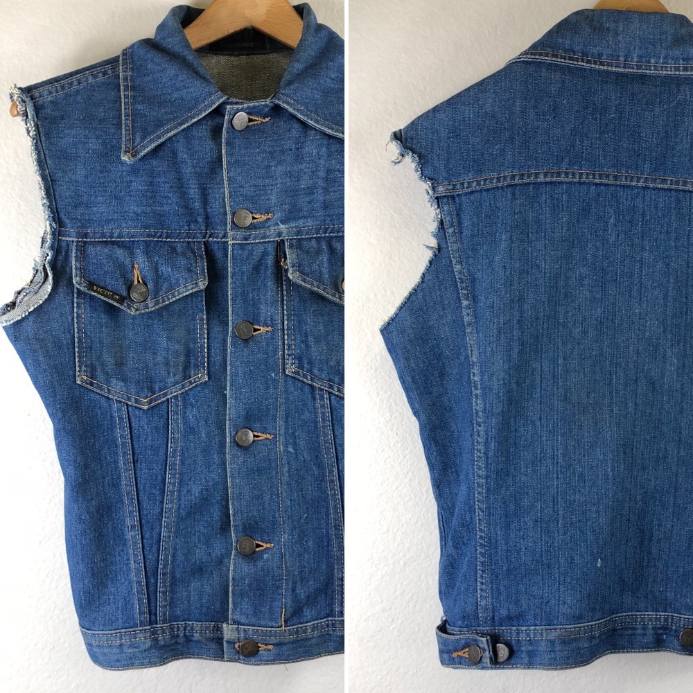 Vintage 1960s Denim Jean Jacket shred punk street